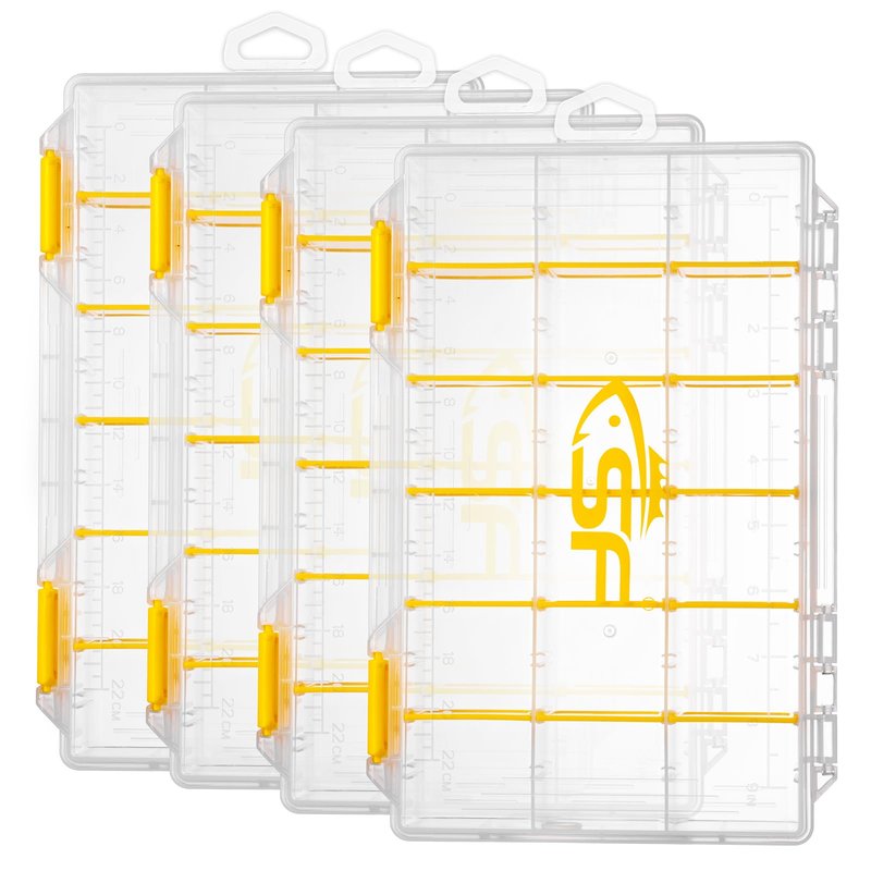 SF Tackle Box 3600 Plastic Tackle Trays Fishing Tackle Box Storage Organizer with Removable Dividers 4 Packs Lure Terminal Storage