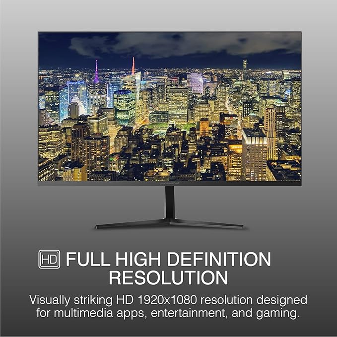 Packard Bell airFrame 27" FHD Monitors + Wireless Keyboard & Mouse, VESA Mount Compatible, HDMI/VGA, Tilt, Slim Bezel, for Home, Office, Light Gaming – 2 Pack
