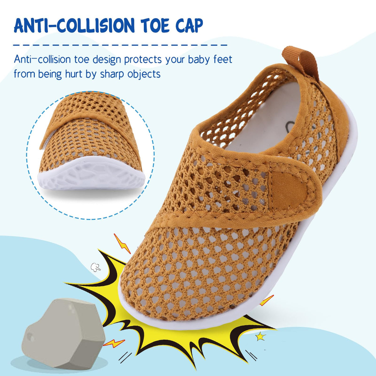 LeIsfIt Boys Girls Water Shoes Kids Aqua Socks Toddler Quick-Dry Swimming Shoes Non-Slip Summer Shoe for Beach Pool Surf, Brown, 11 Toddler