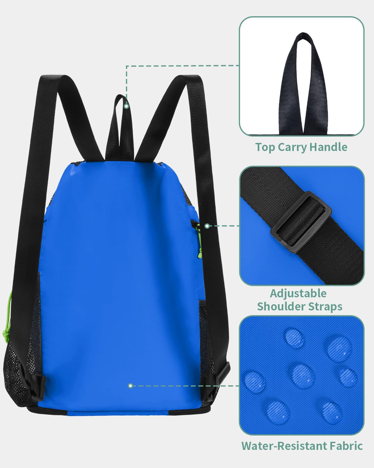 WANDF Swim Bag with Wet Pockets, Mesh Beach Backpack for Pool and Gym