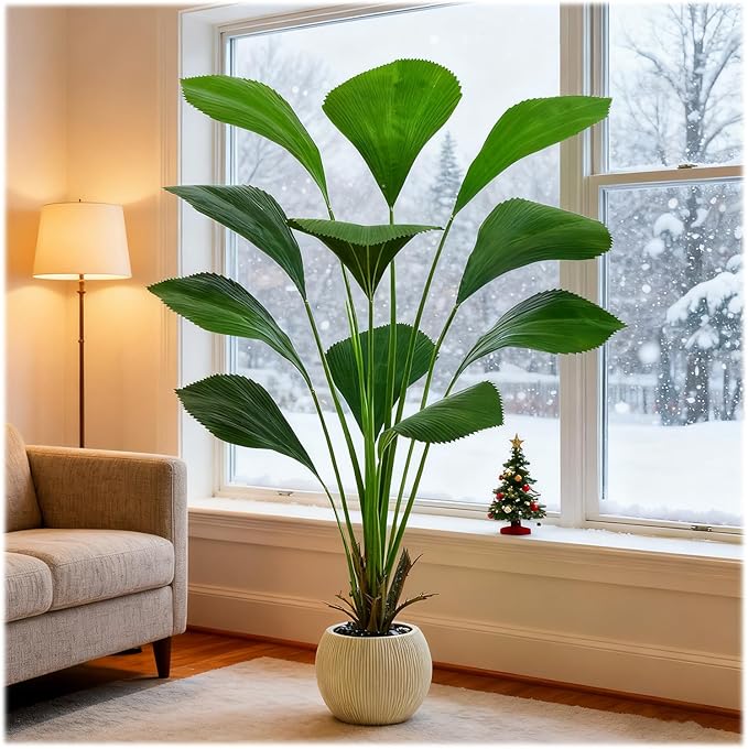 Artificial Palm Tree Faux Joey Palm Tree, 5FT Tall Tropical Areca Floor Plant in Pot Indoor and Outdoor Fake Palm Trees for Home Bathroom Porch Outside Patio Decor