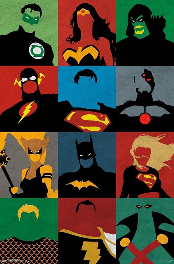 DC Comics Justice League - Minimalist Wall Poster, 19L" x 13W", Premium Unframed Version