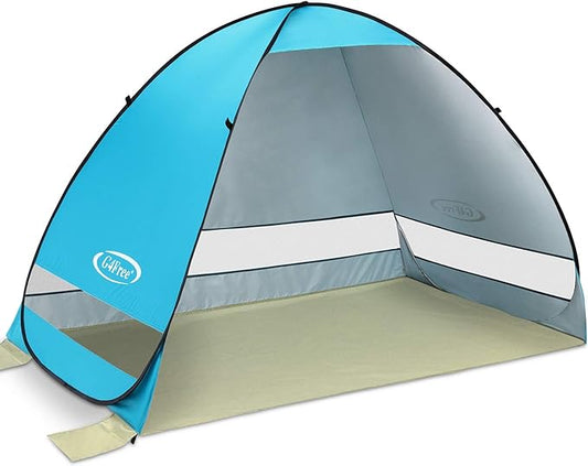 G4Free Large Pop up Beach Tent for 3-4 Person, UPF 50+ Automatic Sun Shelter Canopy Portable Outdoor Cabana Sun Umbrella