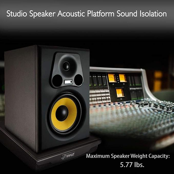 Pyle Speaker Isolation Pads - 10.4 x 13 x 2.8 inches - Acoustic Noise Isolation Platform - Foam Riser Recoil Stabilizer with Rubber Base for Studio Monitor, Subwoofer, Loudspeaker - PSIO6