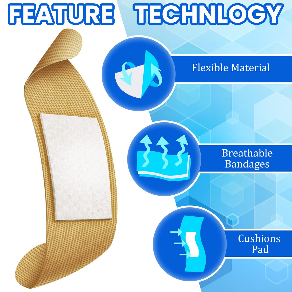 Lounsweer 1000 Pcs Fabric Adhesive Bandages Variety Pack Bulk Assorted Sizes Flexible Breathable Patch Fabric Bandages for Family First Aid Skin Wrap Finger Wound, Natural