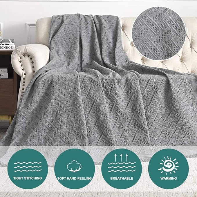 MYSKY HOME Couch Cover Sofa Covers for 2 Cushion Couch Sofa Protector Geometrical Couch Cover Living Room Sofa Throws Sofa Slipcovers for Pets, Kids(Large, 71" x 102", Grey)