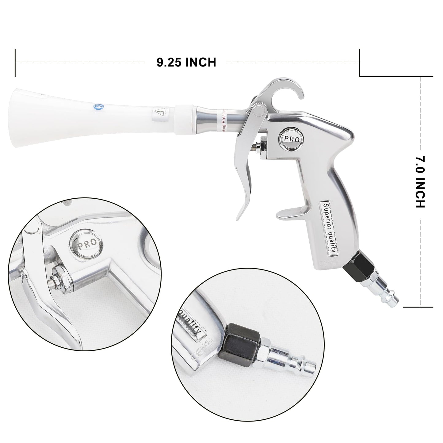 Hromee Car Detailing Cleaning Gun with High Flow Air Nozzle, Air Blower Gun Blasts Dirt and Dust Use with Air Compressor