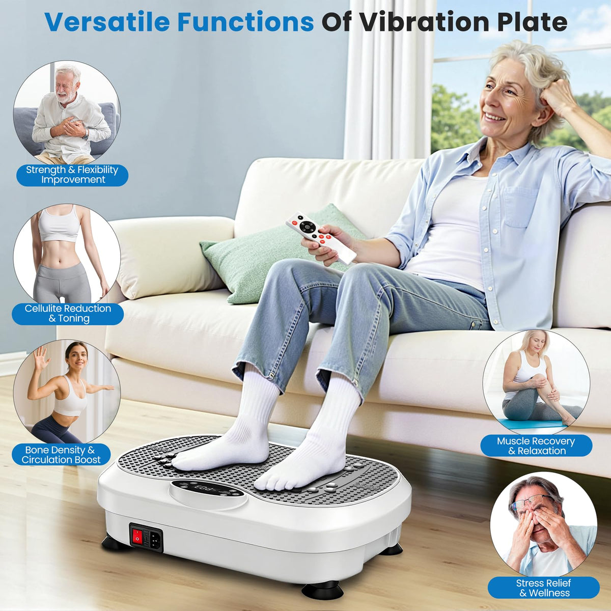 NISILIN Vibration Plate Exercise Machine for Lymphatic Drainage with 200 Levels, Whole Body Fitness Workout Equipment Stand Shake Board Sport Gym for Weight Loss Fat Burner for Women Men (White)