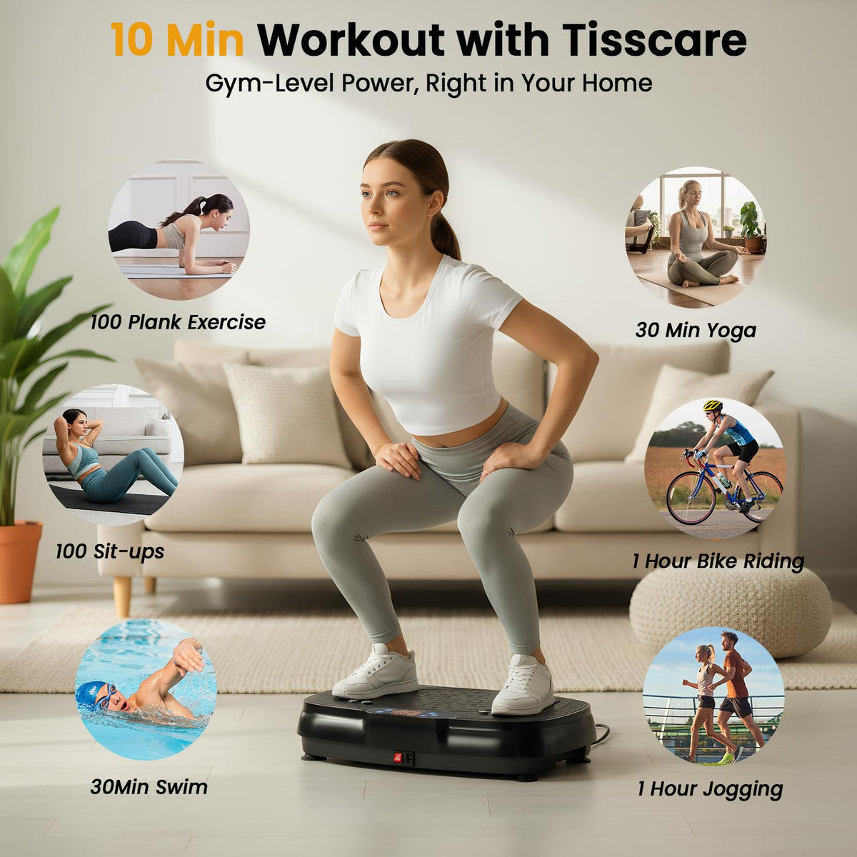 Vibration Plate Exercise Machine: TISSCARE Vibrating Plates for Weight Loss and Lymphatic Drainage, 400lbs Shake Plate Whole Body Workout Platform for Home Fitness Fat Burner Gifts