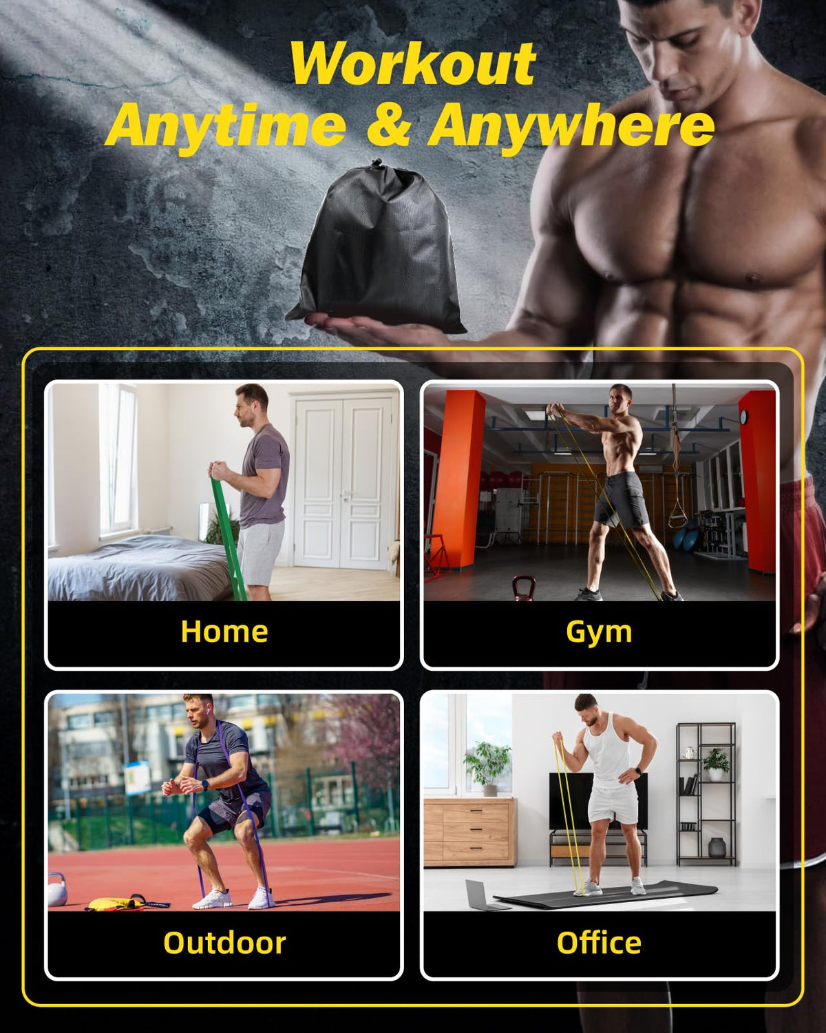 Zacro Resistance Bands with Door Anchor, 6 Levels Heavy Duty Pull Up Exercise Bands Set for Working Out, Muscle Training, Physical Therapy, Men&Women