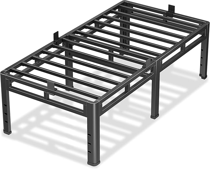 NKZ Twin XL Size Bed Frame 18 Inch, Metal Bed Frame & Box Spring 2 in 1 Platform with Round Corner Legs, 4000Lbs Heavy Duty Tall Metal Frame, Headboard Hole, Noise-Free, Easy Assembly