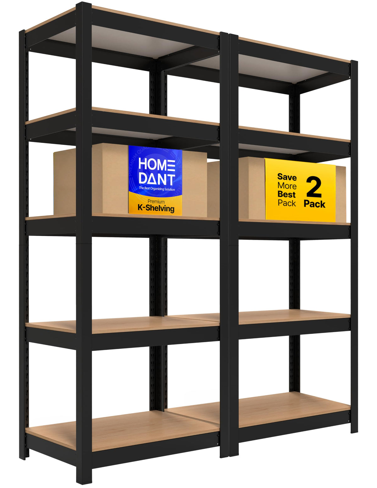 HOMEDANT House 36.2" W 5 Tier Heavy Duty Garage Shelving Adjustable Metal Rack Storage Shelves Standing Shelf Unit Organizers Pantry Closet Office White 2Pack