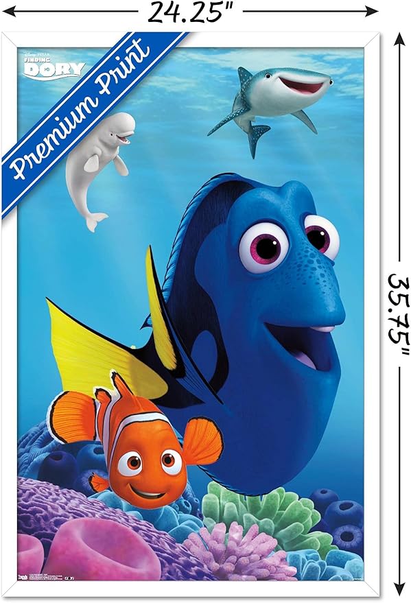 Trends International Disney Pixar Finding Dory - Dory Wall Poster, 22.375" x 34", White Framed Version