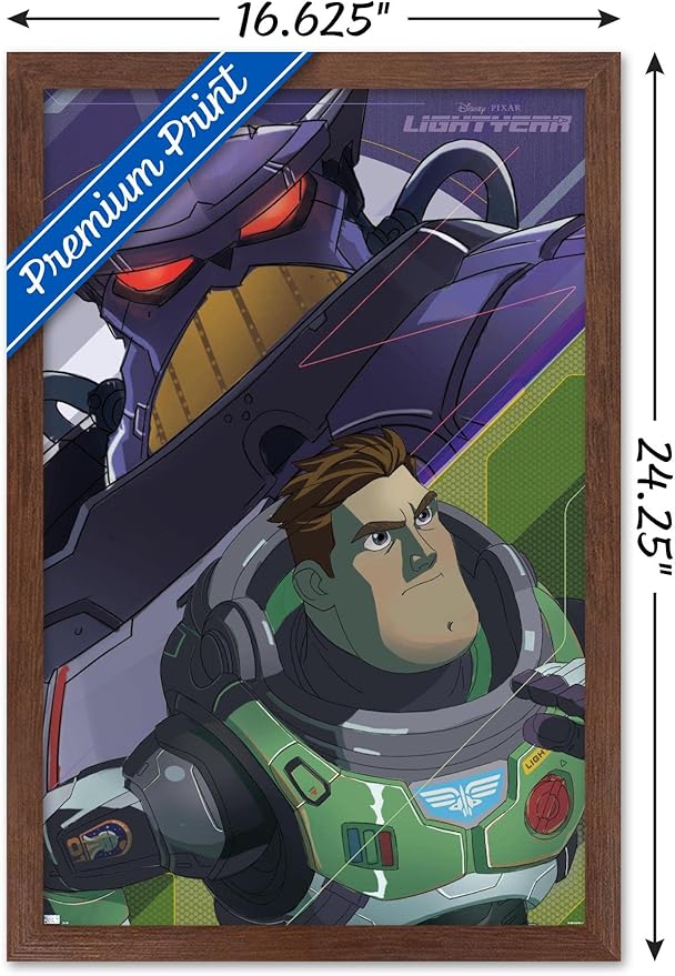 Trends International Disney Pixar Lightyear - Buzz and Zurg Wall Poster, 14.725" x 22.375", Mahogany Framed Version