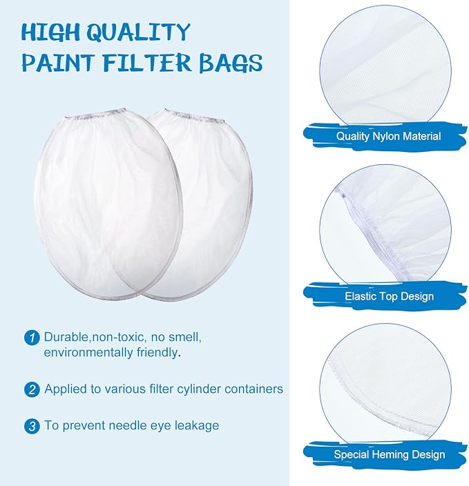 Boao 80 Pieces Paint Strainer Bags White Fine Mesh Filters Bag Bucket Elastic