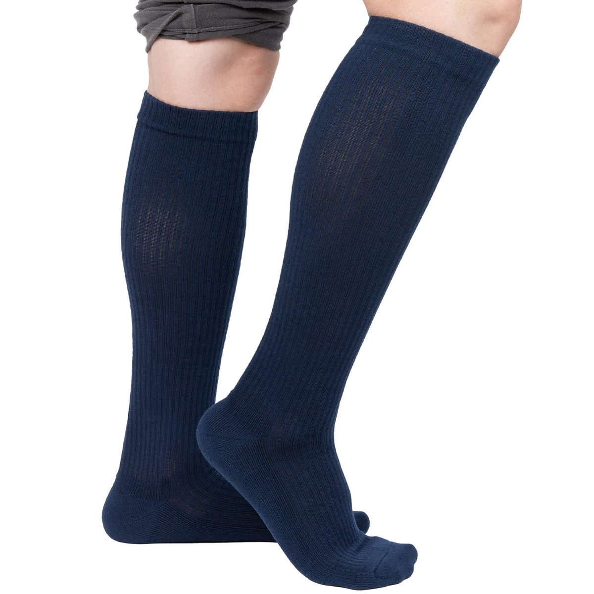Athlemo 4Pairs Cotton Compression Socks for Men & Women Circulation 8-15mmHg Knee High Socks