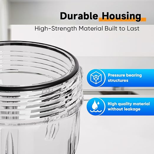 PUREPLUS Whole House Water Filtration System, 10″ × 4.5″ Housing, 1″ NPT