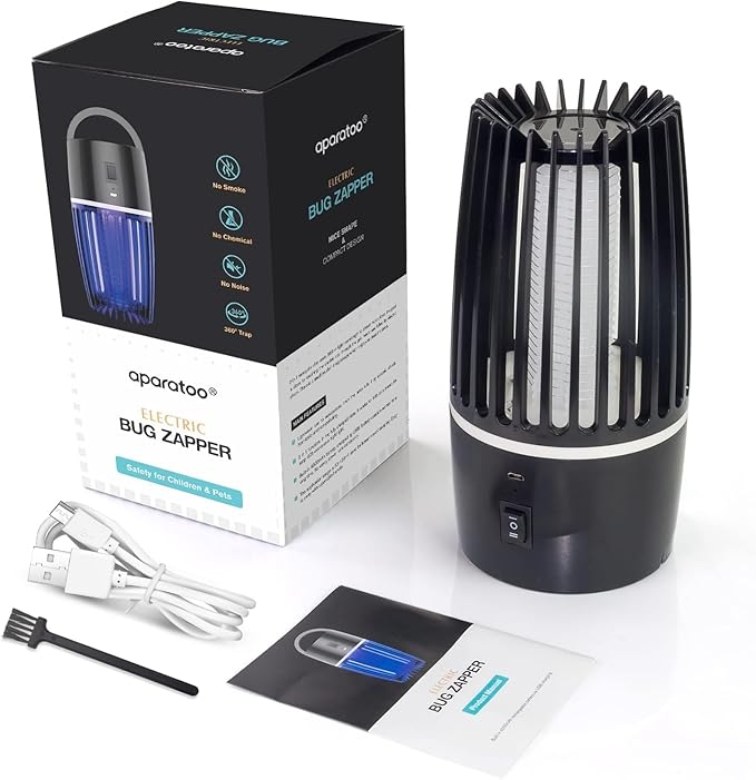 Tiptop Home Bug Zapper Indoor, Rechargeable Bug Zapper with Powerful Fan & Large Storehouse for Gnats, Moths, Fruit Flies, Indoor Insect Killer Trap for Bedroom, Office, Kitchen