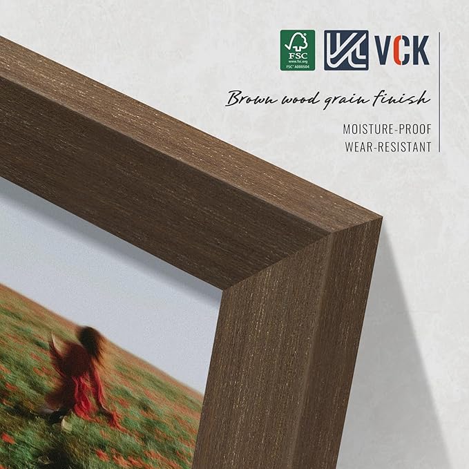 VCK 22x28 Brown Poster Frames 3 Pack, High-End Wood Wide Border Picture Frame,Multi-Directional Display Family Photos, Office Prints, Studio/Gallery/Home Artwork