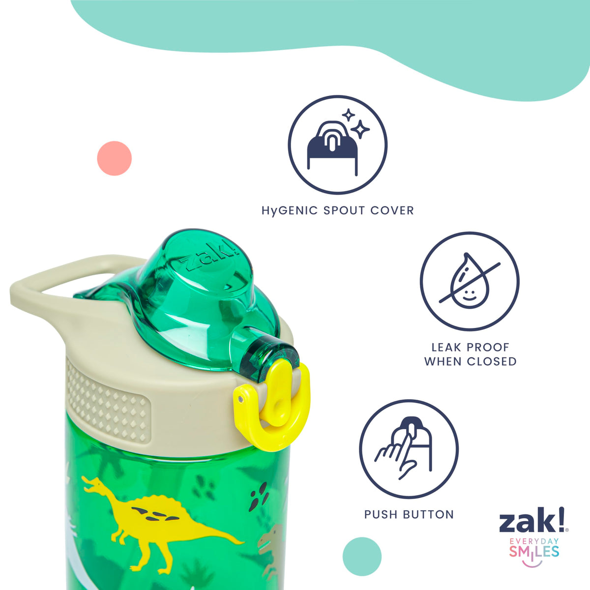 Zak Designs PAW Patrol Sage Kids Water Bottle For School or Travel, 16oz Durable Plastic Water Bottle With Straw, Handle, and Leak-Proof, Pop-Up Spout Cover, 2-Pack Set Chase & Friends