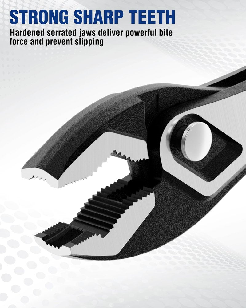 WORKPRO 8.5 Inch Slip Joint Pliers, High Carbon Steel Pliers Tool with 4-Modes Adjustment, TPR Handle, Box-joint Design, Diamond-Grip Jaws with Nail Puller Teeth For Maximum Grip
