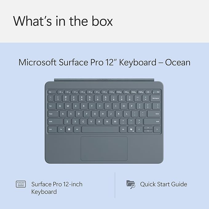 Microsoft Surface Pro Keyboard for Surface Pro 12" Device, Keyboard Only, Alcantara Material, Ocean