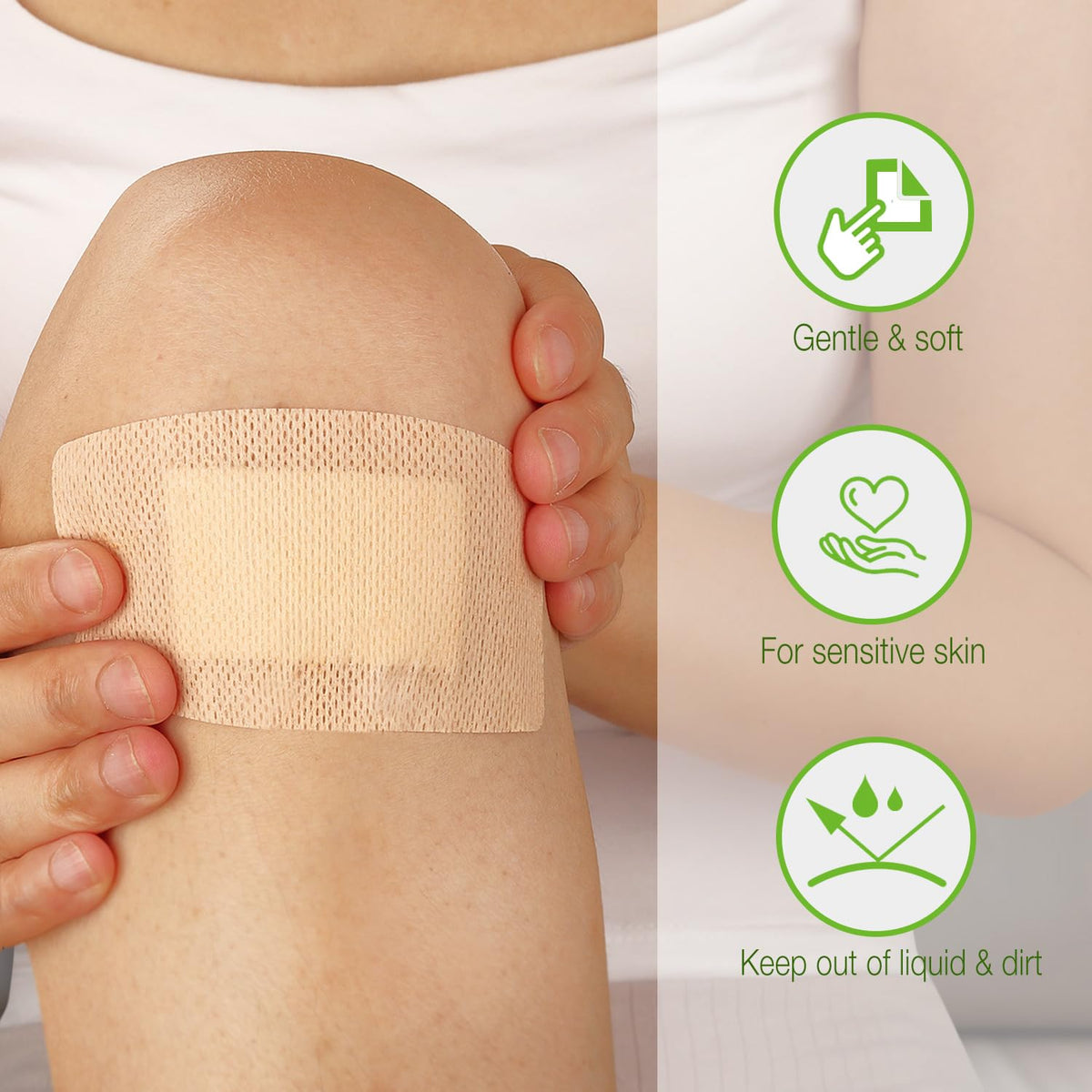 NeuHeils Silicone Bandages for Sensitive Skin, Large 2x4 Inch (40 Count) | Hypoallergenic & Waterproof Wound Care | Pain-Free Removal, Non-Stick Pad, Gentle for Fragile Skin