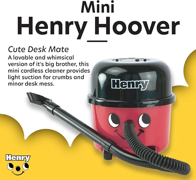 Paladone Henry Hoover Desk Vacuum, Mini Computer and Keyboard Cleaner, Portable Lightweight Desk Tidy, Novelty Stocking Stuffer