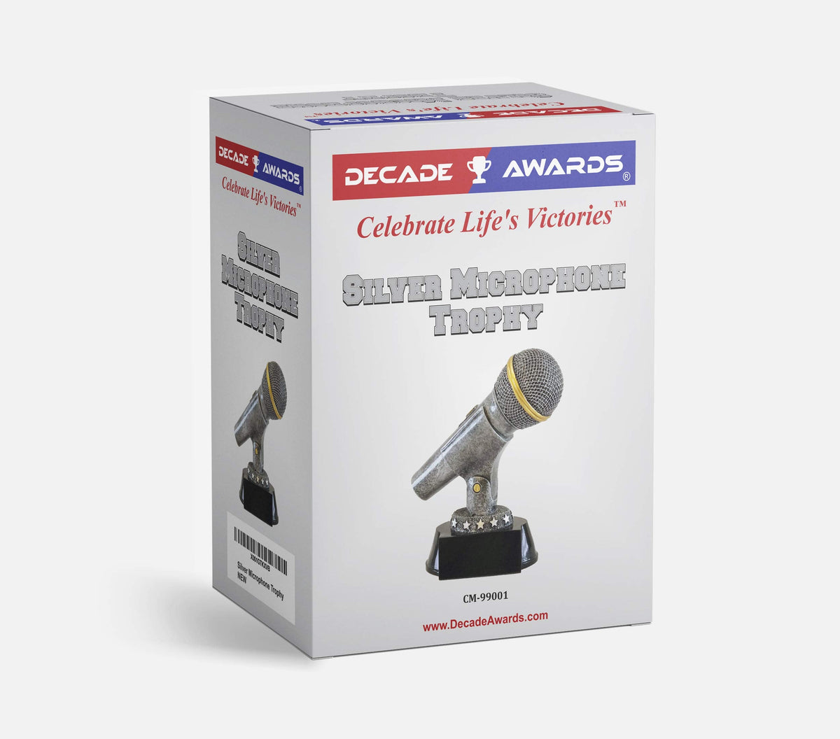 Decade Awards Silver Microphone Trophy - Celebrate Their Voice with This Mic Award for Announcer, DJ, Karaoke or Singing - Engraved Plate on Request (6 Inch Tall)