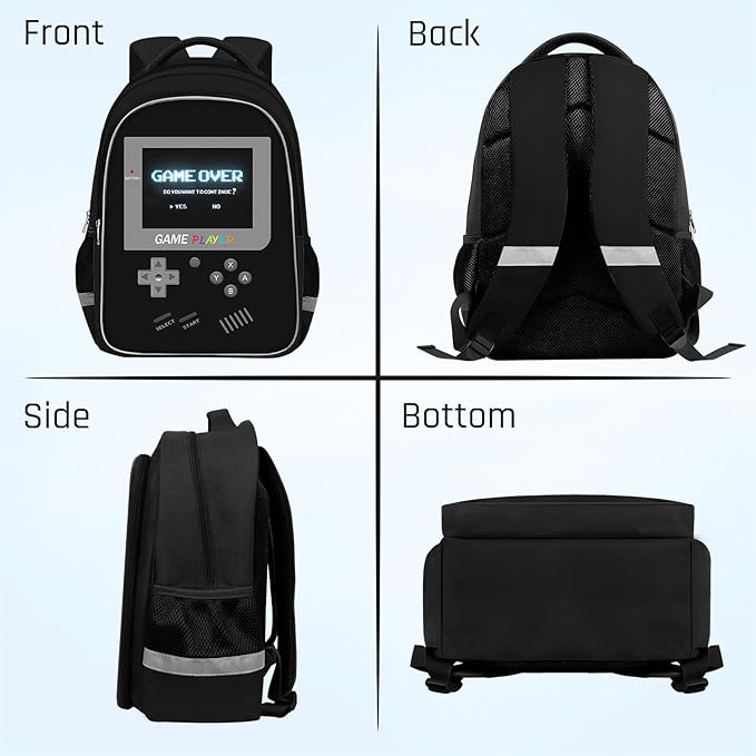 Backpack for School Boys,Gamer Boys Backpack for Elementary Middle School,Student Bookbag for Ages 6-18 Kids Children Teens,17″ Video Game Bookbag Travel Back Pack