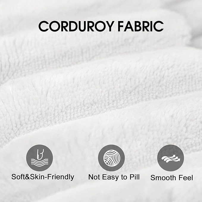 Cloud Loveseat Sofa, Modern Corduroy 2-Seater Couch with Deep Seat, No Assembly Required Memory Foam Sofa, Boneless Sofa in a Box for Bedroom, Apartment, Office,Small Space (White,70.8in)