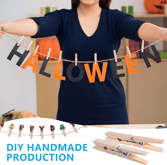 SenseYo 400 Pcs 1.9 Inch Wooden Clothespins Clips for Hanging Clothes, Craft, Home