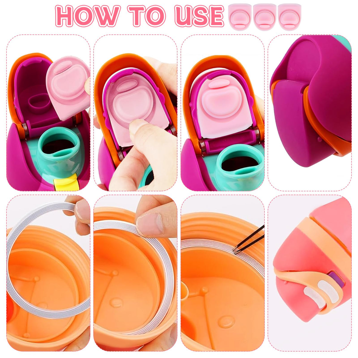 BMSQOFD 3 Sets Replacement Seal Gasket Stoppers for Owala Freesip Cap Mouth,Silicone O Sealing Ring Parts Water Bottle Top Lid Accessories for Owala Freesip 16/19/24/32/40oz（Pink）