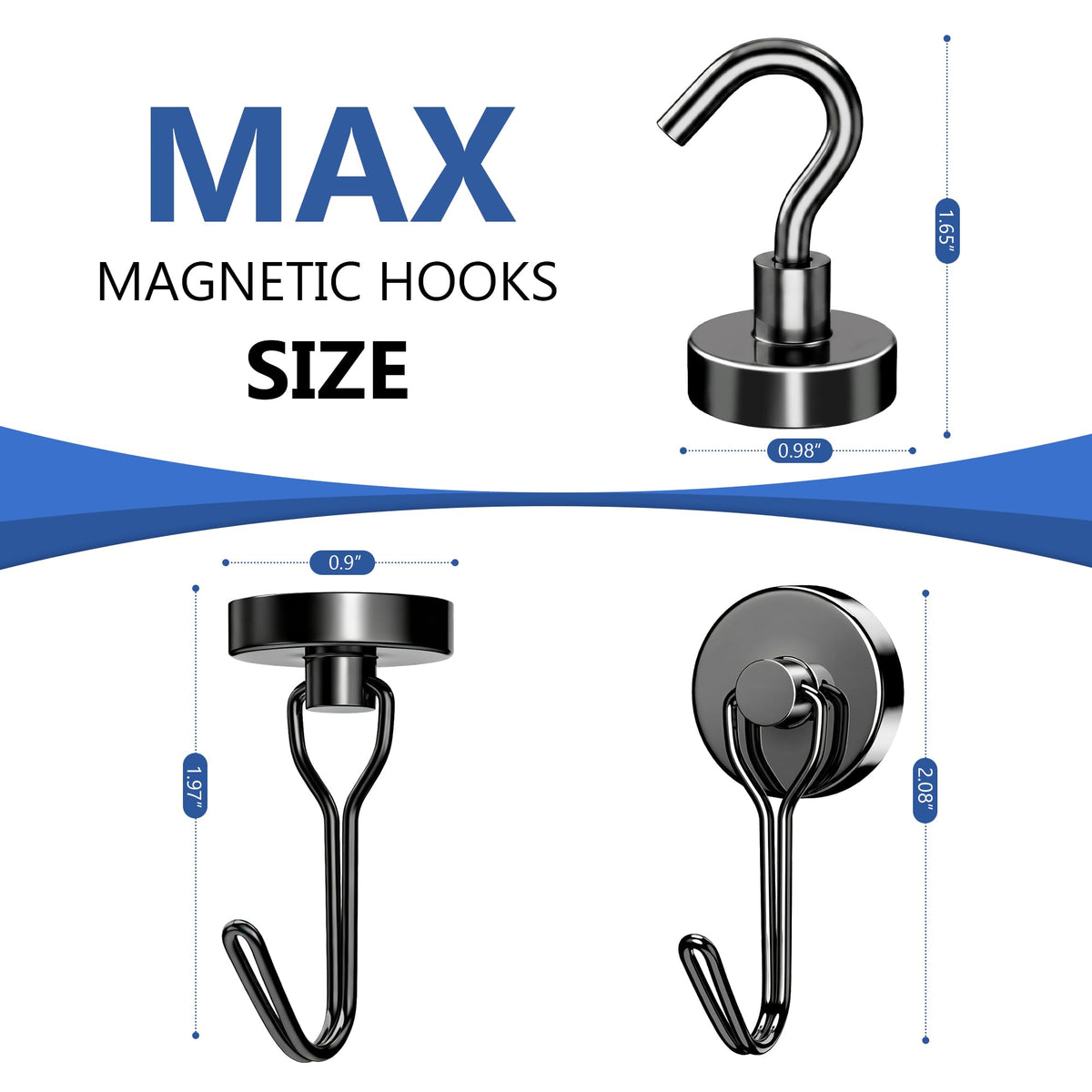 Tiergrade Magnetic Hooks, 2026 Cruise Cabin Ship Essentials Heavy Duty Strong Magnets Fridge Hanging for Classroom Kitchen Garage Grills Home, Max 8-Pack Black (4 Swivel + 4 Fixed)