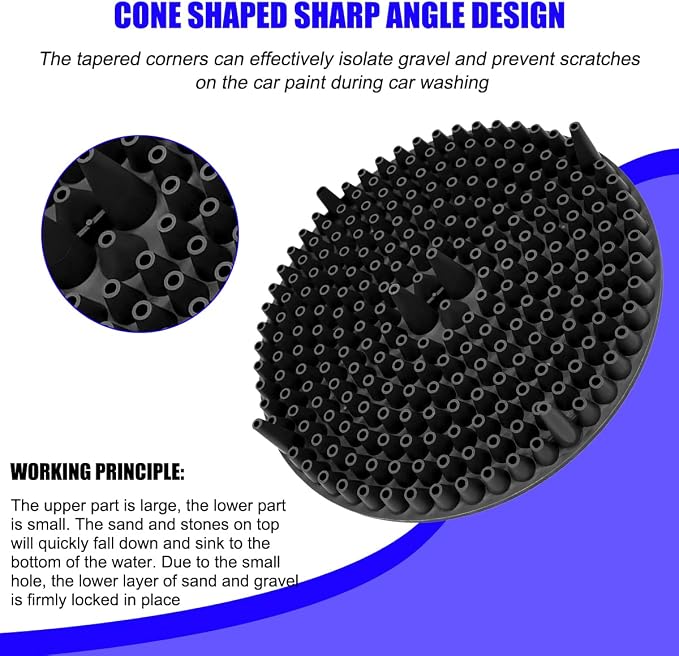 2PCS Car Wash Bucket Grit Trap Insert, 10.2" Vehicle Detailing Washing Filters