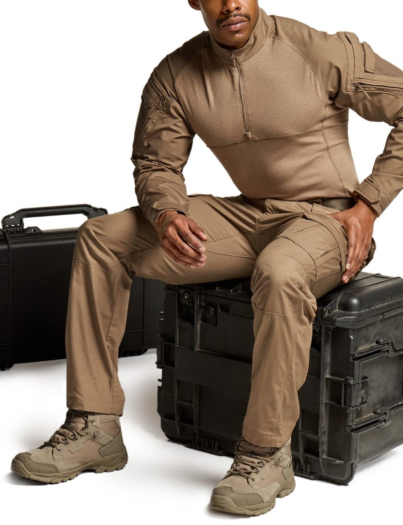 CQR Men's Tactical Pants, Water Resistant Ripstop Cargo Pants, Lightweight EDC Work Hiking Pants, Outdoor Apparel, Raider Mag Cougar, 38W x 32L
