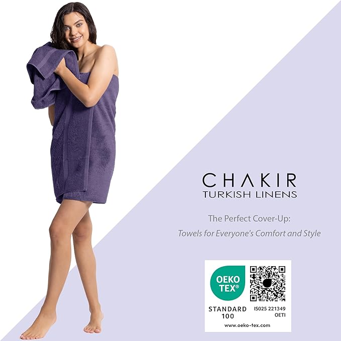 Chakir Turkish Linens Luxury Spa and Hotel Quality Premium Turkish Cotton 6-Piece Towel Set (2 x Bath Towels, 2 x Hand Towels, 2 x Washcloths)