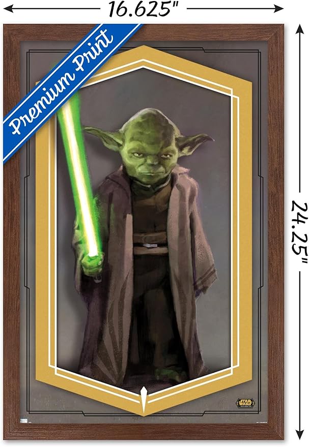 Trends International Star Wars: The High Republic - Yoda Wall Poster, 14.725" x 22.375", Mahogany Framed Version