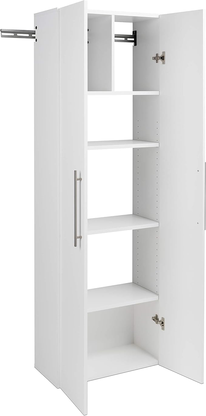 Prepac HangUps Shoe Storage Cabinet, 16" D x 30" W x 72" H, White & Large Storage Cabinet, 24", White