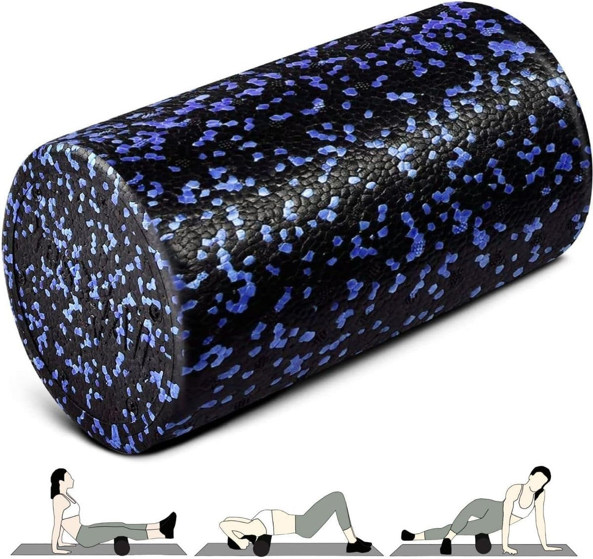 Yes4All Foam Roller, EPP High-Density Material, High Firmness Level, Back Roller for Athlete & Professional, Suitable for Full Body Massage, Yoga & Pilates, Blue Speckled, 36 Inch