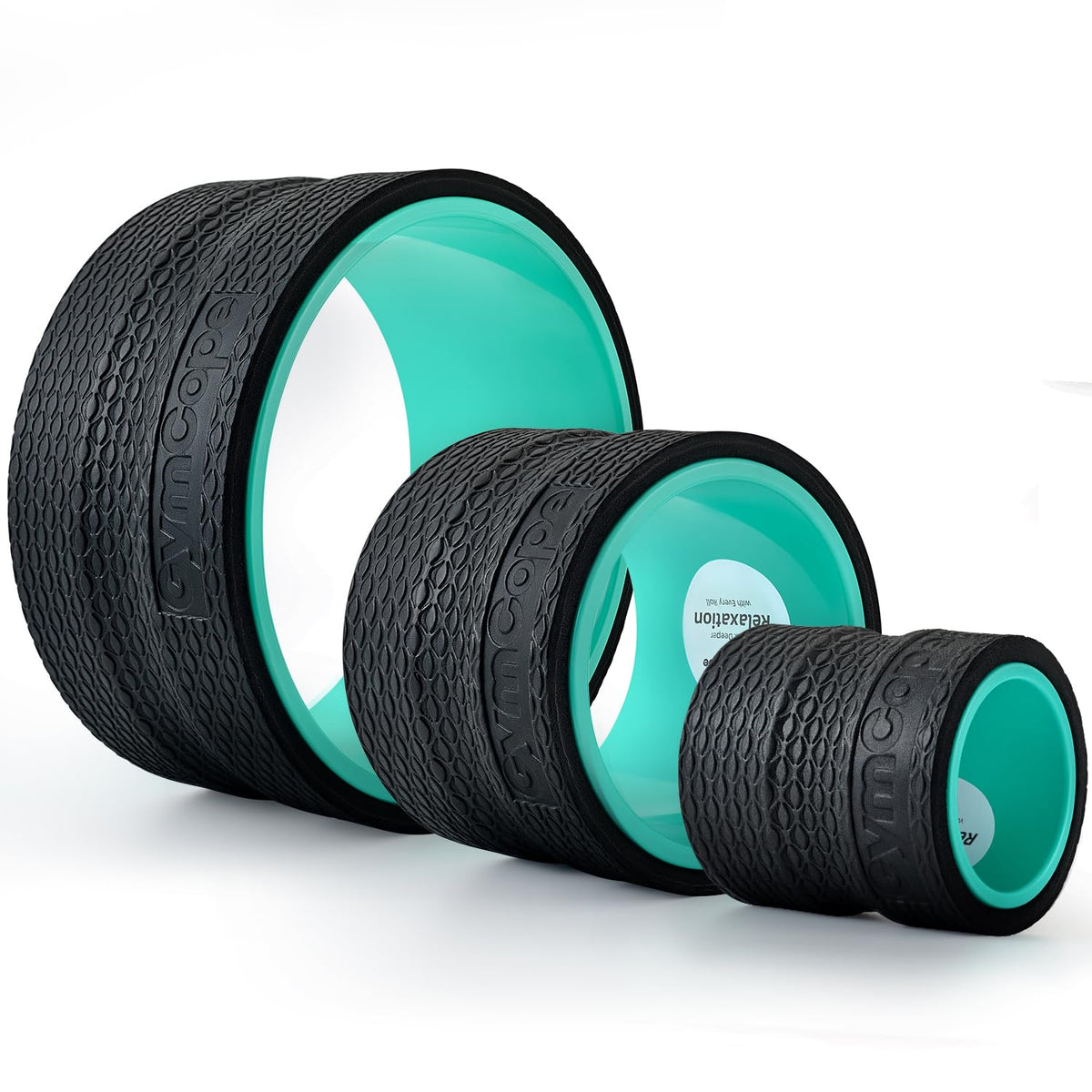 GymCope 3pack Back Wheel Foam Roller – Targeted Back & Neck Relief, Lumbar Spine Stretcher, Spinal Decompression Stretcher, Massage Roller with Density Foam for Physical Therapy, Supports 500lbs