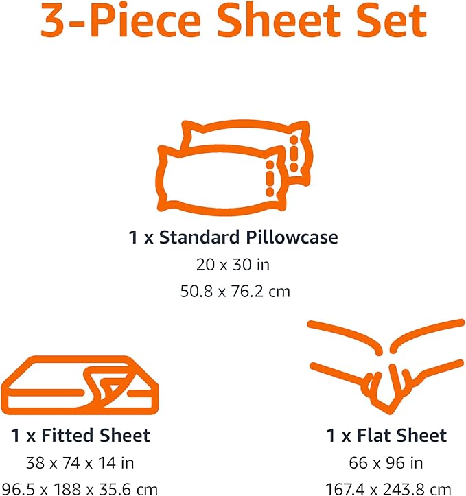 Amazon Basics Microfiber Kids' Sheet Set with Pillowcase, 3 Piece, Twin, Unicorn and Rainbow