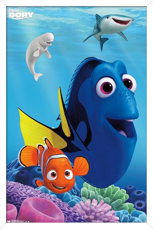 Trends International Disney Pixar Finding Dory - Dory Wall Poster, 14.725" x 22.375", White Framed Version