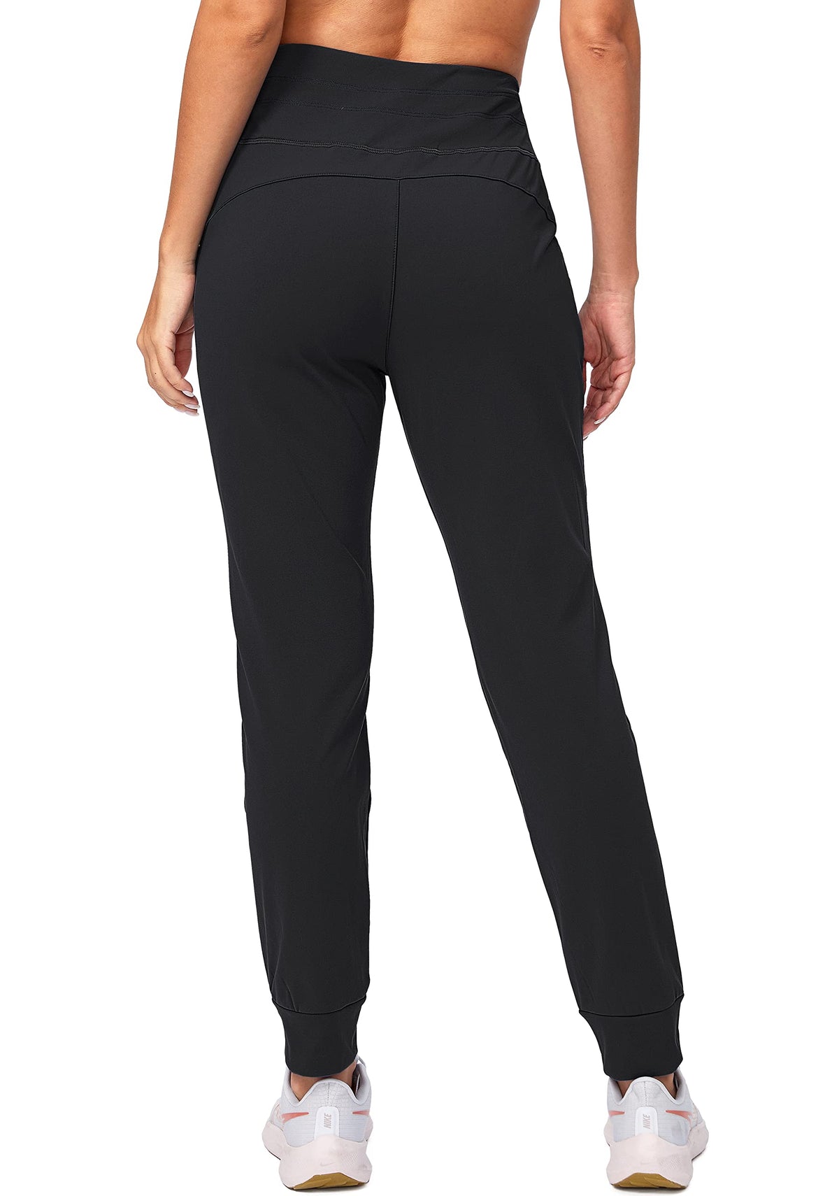 G Gradual Women's Fleece Lined Joggers High Waisted Water Resistant Thermal Winter Sweatpants Running Hiking Pockets(Black, M)