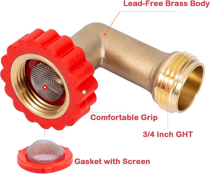 Lead-Free Brass 90 Degree Hose Saver, 90°Hose Elbow Fitting Quick Swivel