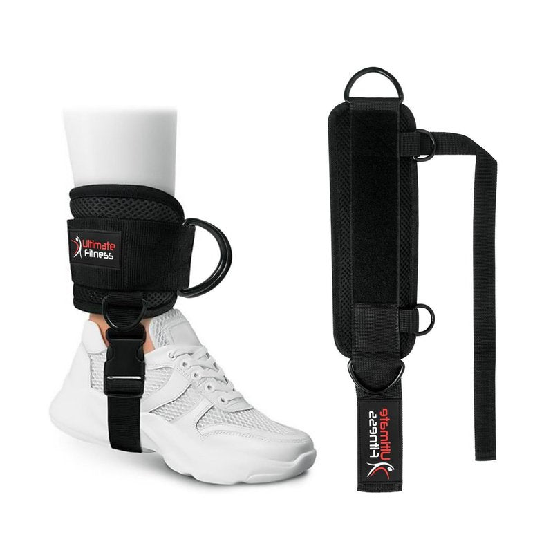 Ultimate Ankle Strap for Cable Machines - Neoprene Padded Ankle Wrist Cuffs D-Ring Glute Kickback Booty Workouts, Leg Extension & Hip Abductors (Single)