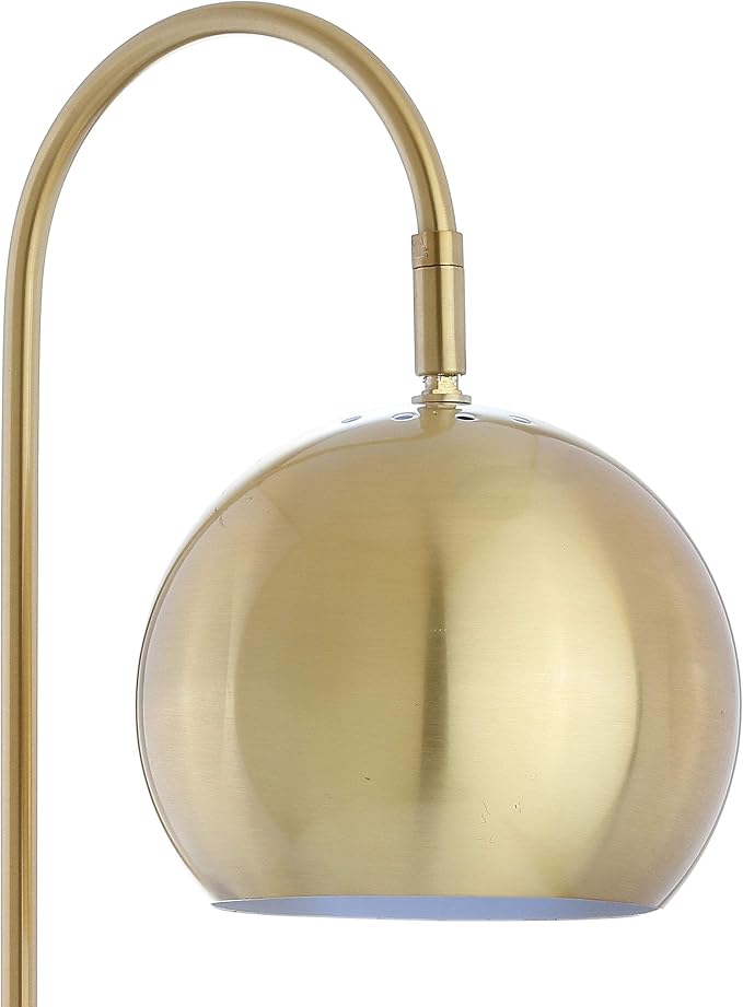 JONATHAN Y 23.5" Brass Gold and White Stephen Metal and Marble LED Table Lamp, Modern Arched Task Lamp for Living Room Bedroom Office, LED Bulb Included JYL6000A