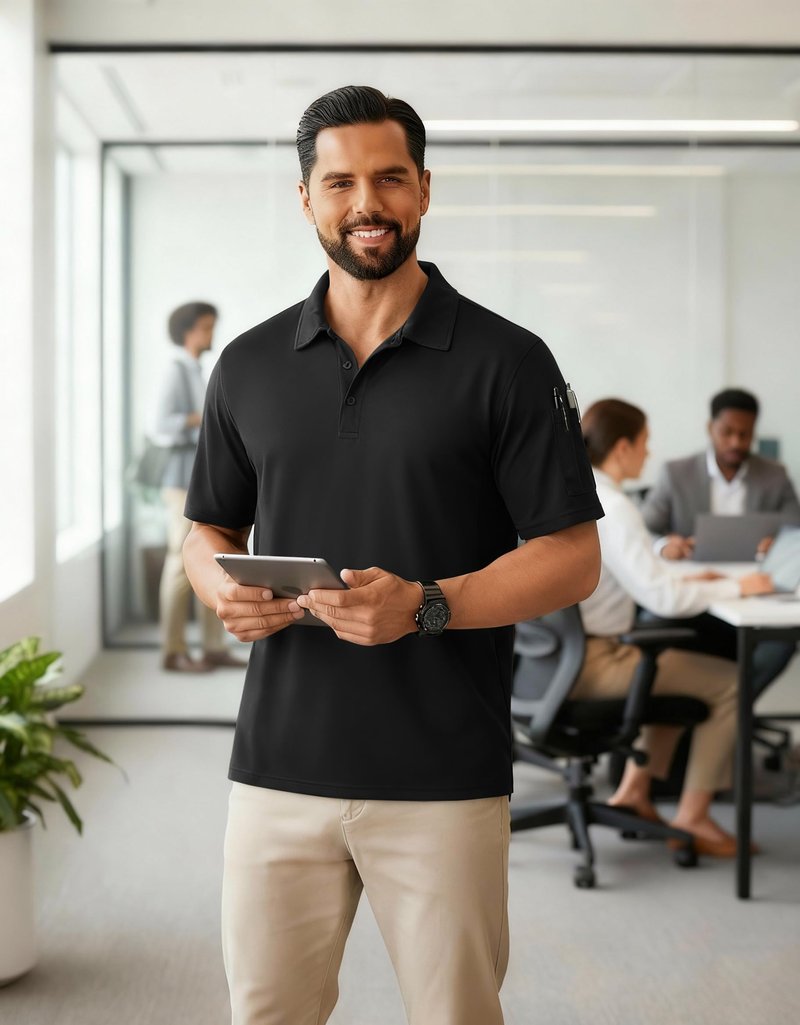 COOFANDY Polo Shirts for Men Short Sleeve Dry Fit Golf Polo T Shirt Quick Dry Performance Tactical Polos Black Collared Work Shirt