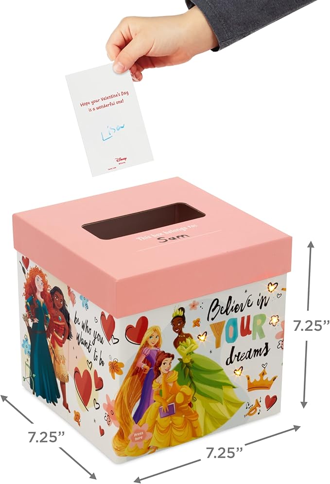 Hallmark Disney Princess Valentines Day Cards for Kids School Classroom Exchange and Mailbox with Light and Sound