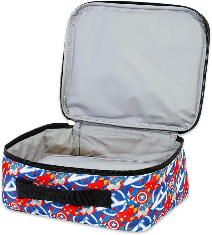 Marvel Captain America Backpack & Lunchbox For Boys - Bundle with 16" Captain America Backpack, Avengers Lunchbox, Tattoos, & More | Avenger School Bag